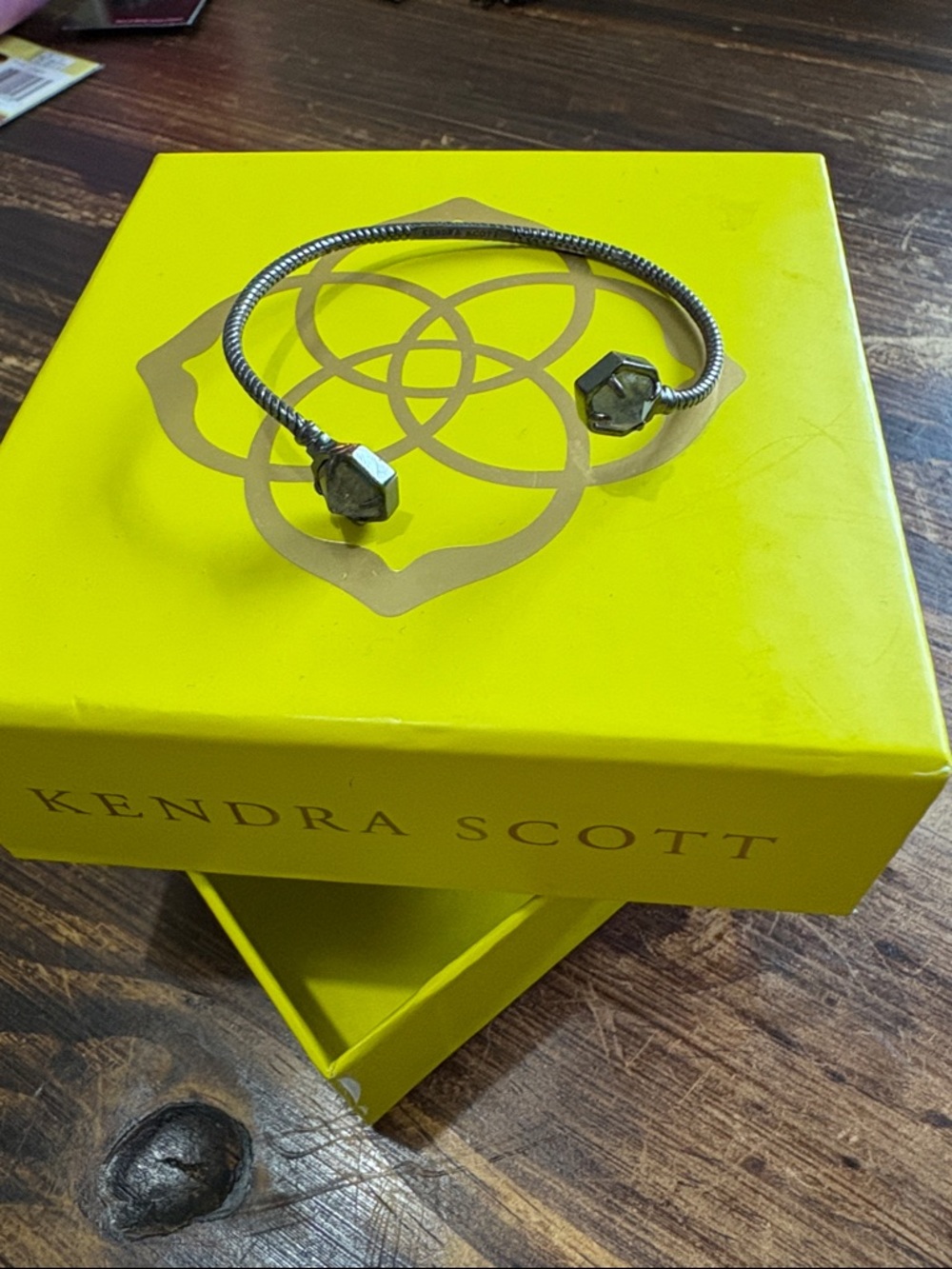 Kendra Scott Silver-Tone Twisted Open Cuff Bracelet with Faceted Ends